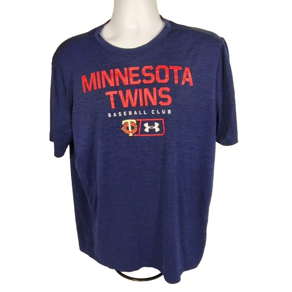 Minnesota Twins TC Men's XL Under Armour‎ Blue T-Shirt Heat Gear Loose